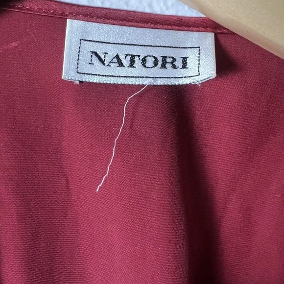 Natori Robe Womens Medium Red Kimono Maxi Wrap Belted Loungewear Boho Elegant - Picture 3 of 6